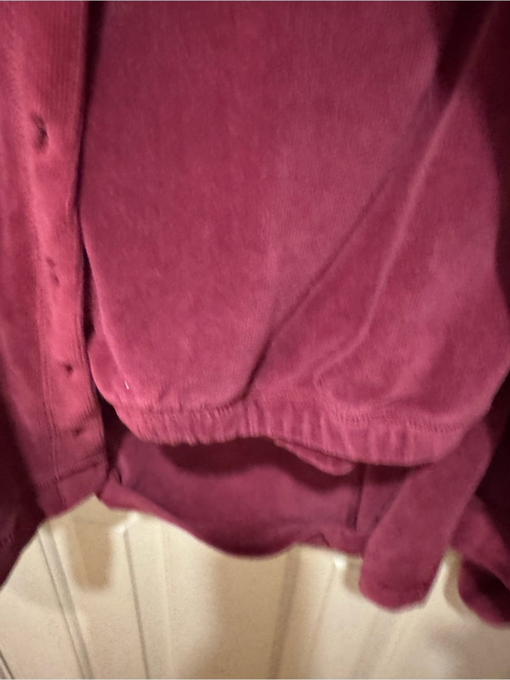 Velour Button-Front two piece set - Picture 3 of 5